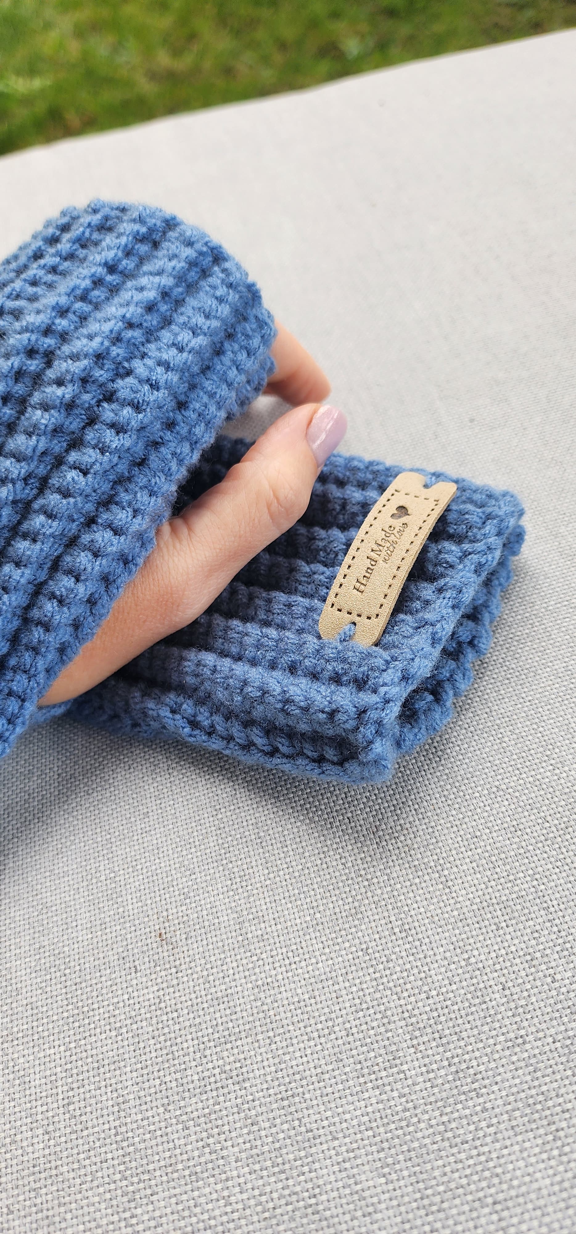Blue Fingerless Mittens