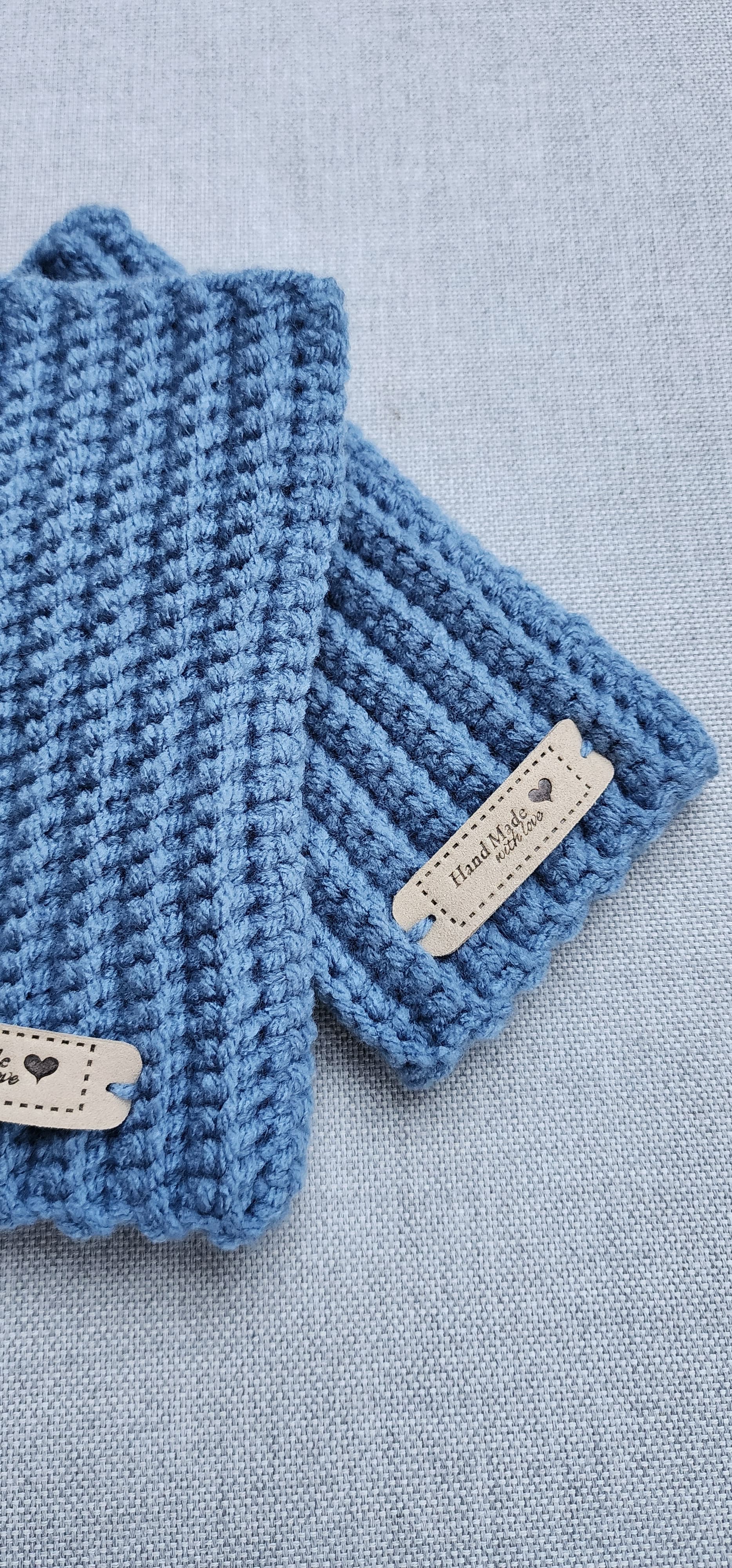 Blue Fingerless Mittens